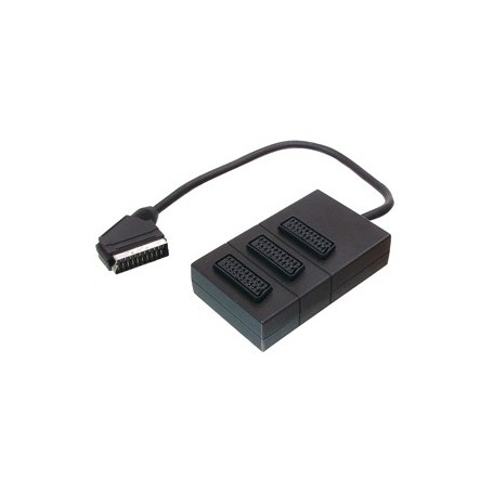 Adaptor scart tata la 3 scart mama negru