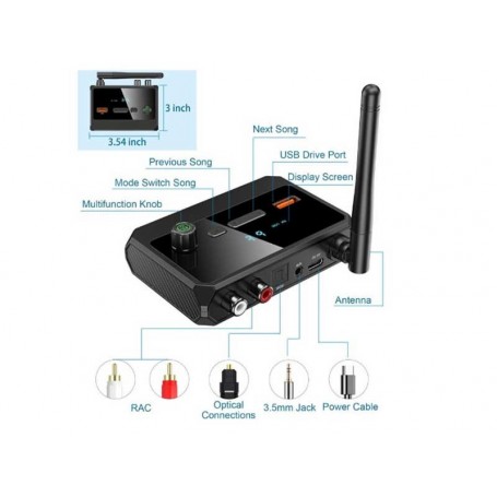 Adaptor bluetooth 5.3 cu display si USB