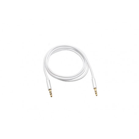 Cablu jack 3,5mm la jack 3,5mm textil alb
