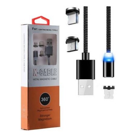 Cablu USB 3in1 microusb/Iphone/tip C magnetic