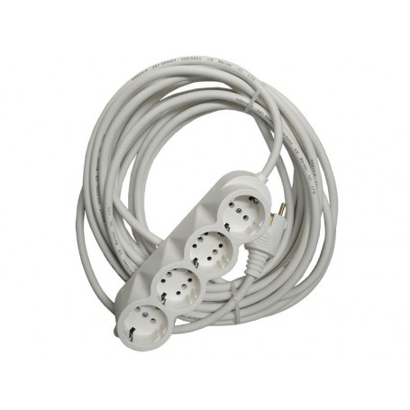Prelungitor cauciucat bachelita 4cai 10m 3x1.5mm2 alb