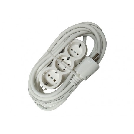 Prelungitor cauciucat bachelita 3cai 5m 3x1.5mm2 alb