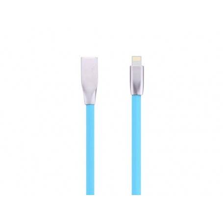 Cablu Iphone cu mufe in carcasa de metal albastru