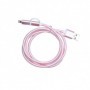 Cablu textil 2in1 microusb/Ihpone roz