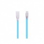 Cablu microusb cu mufe in carcasa de metal albastru
