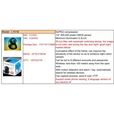 Camera supraveghere cu IP LY01B fara fir