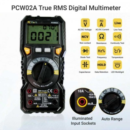 Multimetru digital true RMS NCV temperatura PCW02A