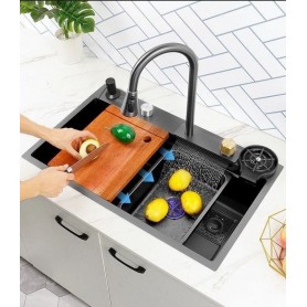 Set chiuveta bucatarie multifunctionala, dus extractibil, 4 moduri de spalare, nspalator pahare