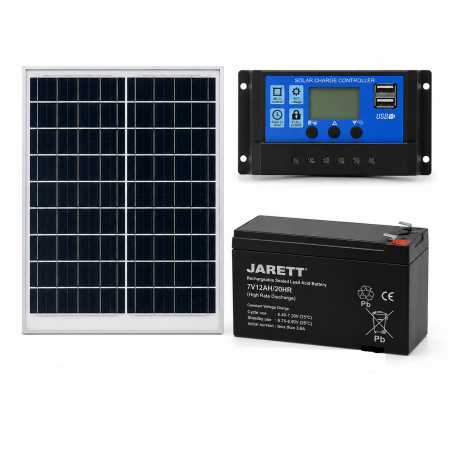 Kit Panou fotovoltaic solar 20w, Acumulator 12v7Ah, Controler 30A