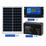 Kit Panou fotovoltaic solar 100w, Acumulator 12v7Ah, Controler 30A