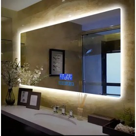 Oglindă Baie Inteligentă 500x700 mm, anti aburire, bluetooth, touch si afisaj temperatura si ora, Zutech