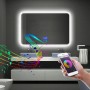 Oglindă Baie Inteligentă 500x700 mm, anti aburire, bluetooth, touch si afisaj temperatura si ora, Zutech