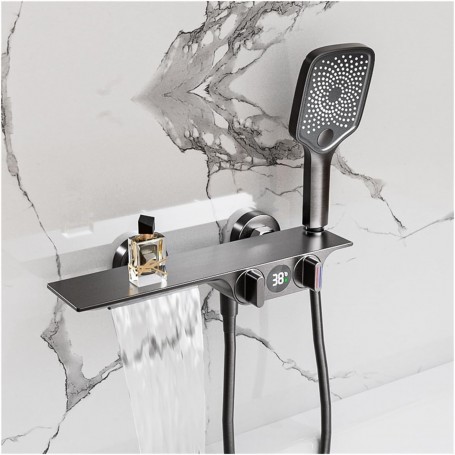 Dus Cu afisaj electronic, non-electric, cu cascada de apa, gri antracit, SaniMag Q14
