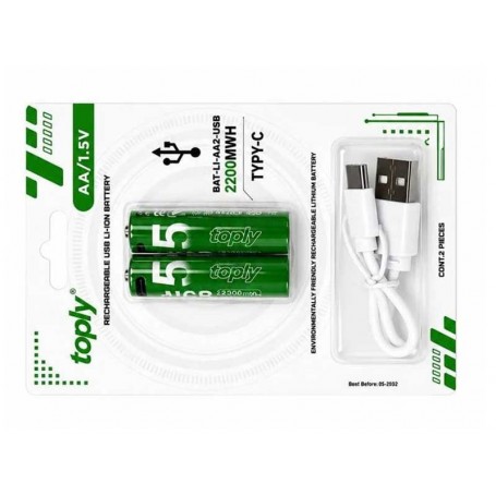 Set 2 acumulatori+cablu incarcare 1.5V R6